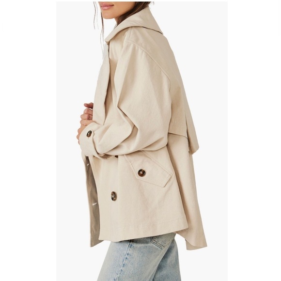 Free People NWT Solid Highands swing coat short trench coat Size: M - Picture 2 of 4